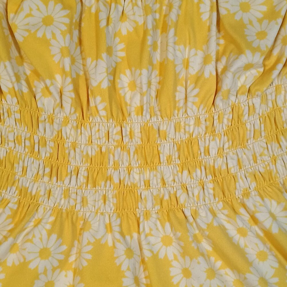 Urban Outfitters/Lizzy Mini Dress/Womens Small/Yellow/Boho Floral Smocked - Picture 3 of 9